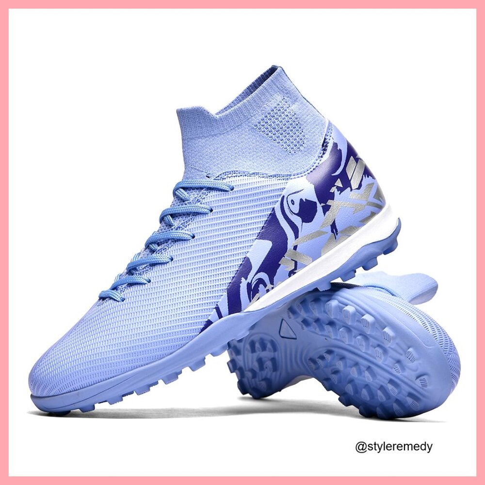 High Top Soccer Cleats with TPU Upper, Lace-Up Athletic Shoes